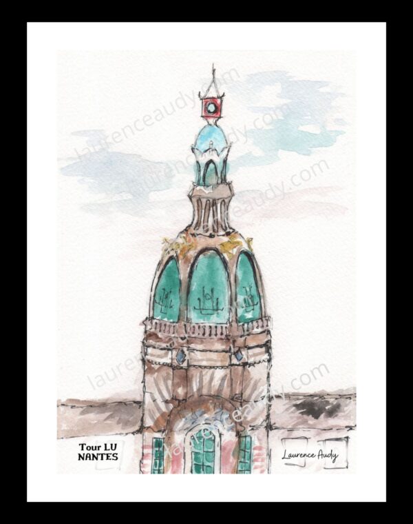 Aquarelle Tour LU à Nantes par Laurence Audy