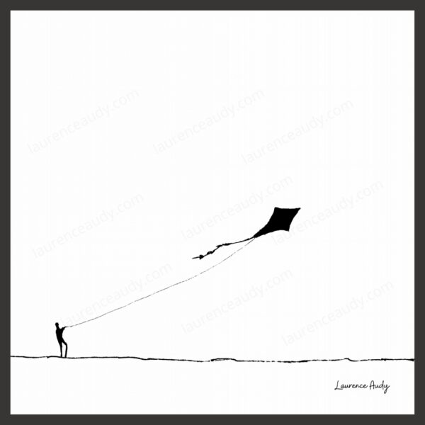 Dessin N&B Cerf volant N°1 par Laurence Audy