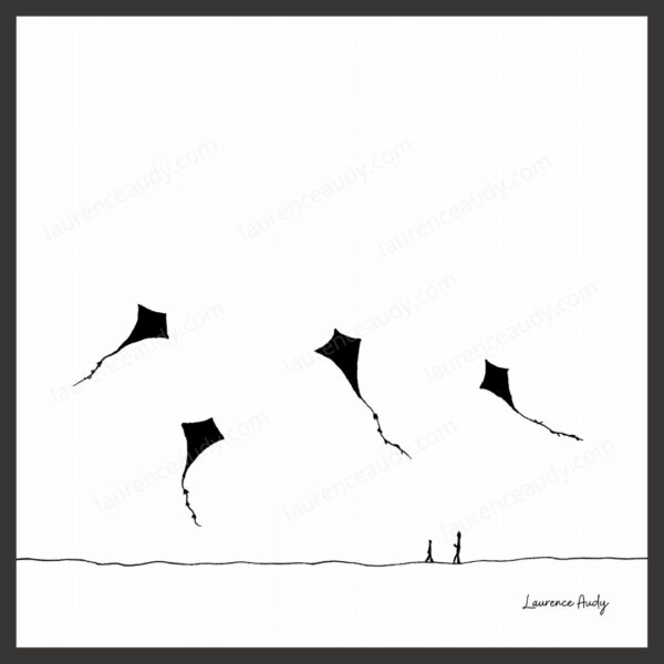 Dessin N&B Cerf volant N°2 par Laurence Audy