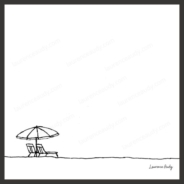 Dessin N&B Plage N°1 par Laurence Audy