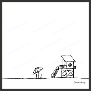 Dessin N&B Plage N°3 par Laurence Audy