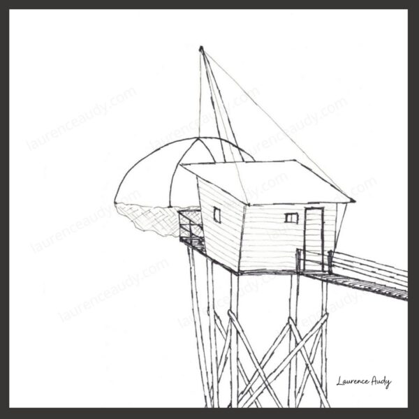 Dessin N&B Pêcherie N°1 par Laurence Audy