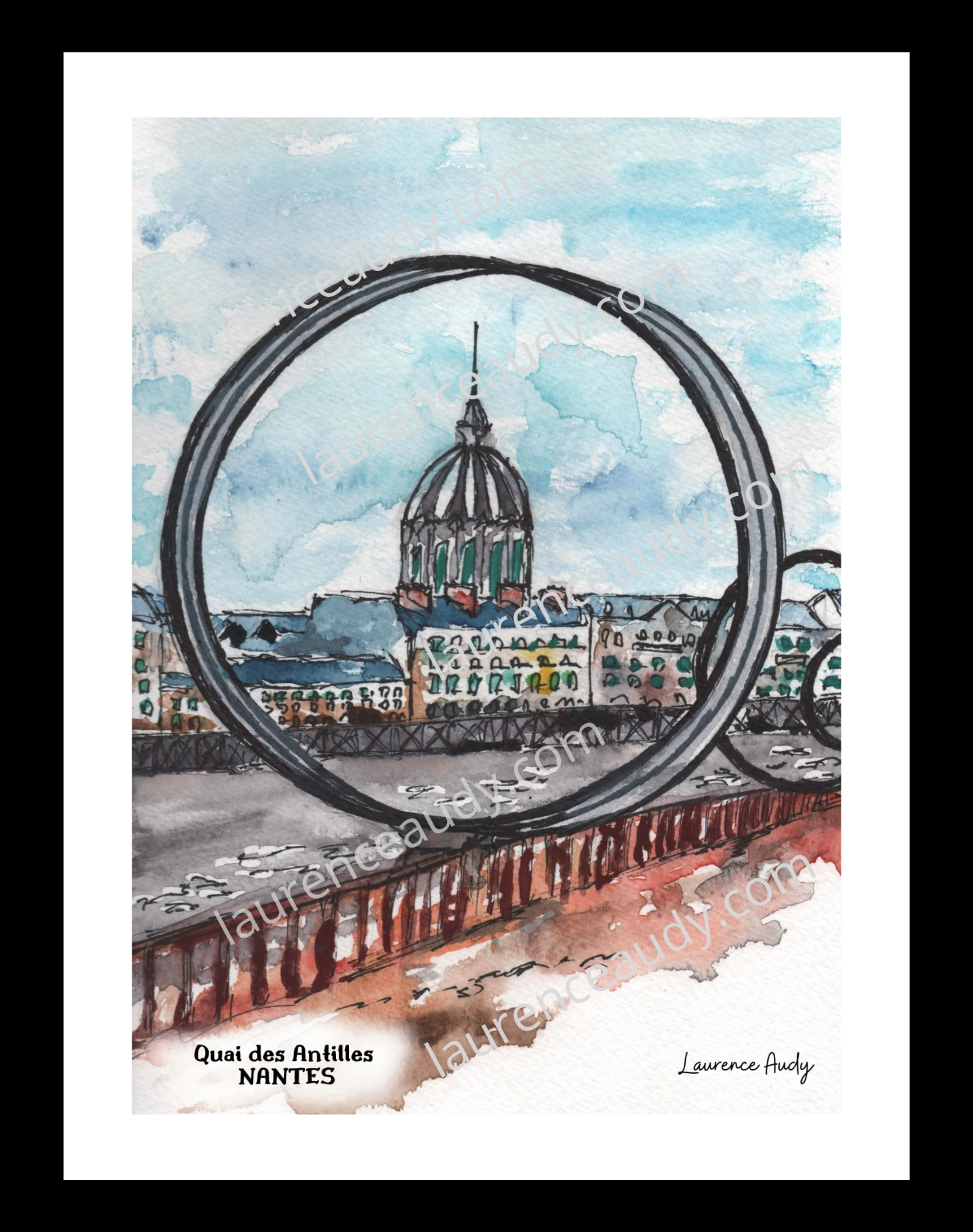 44 NANTES ANNEAUX FILIGRANE CADRE NOIR