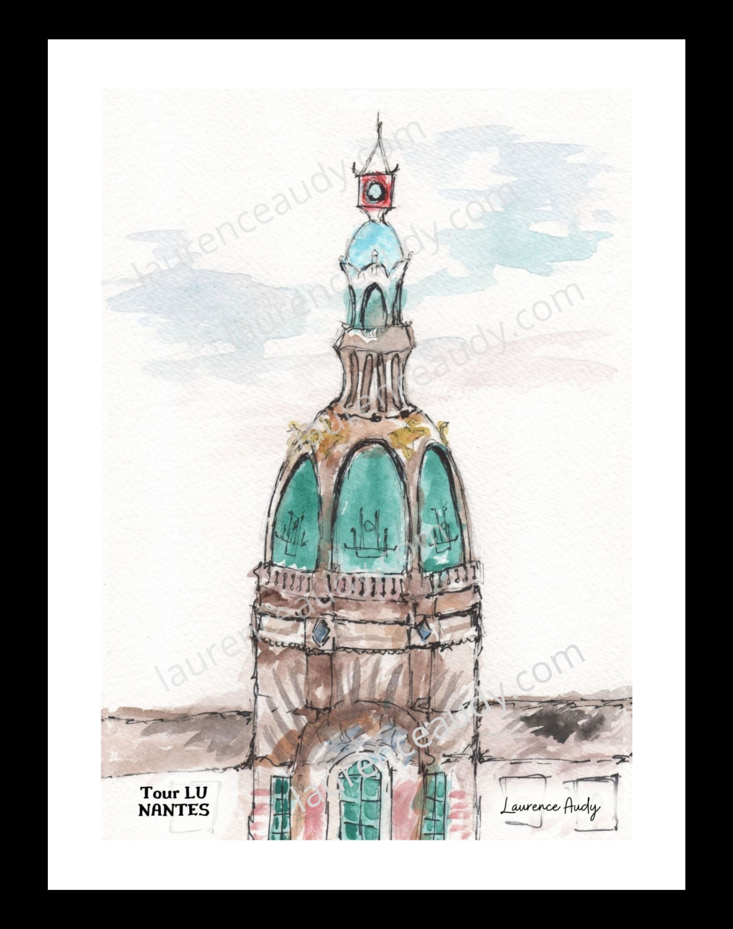 44 NANTES TOUR LU FILIGRANE CADRE NOIR